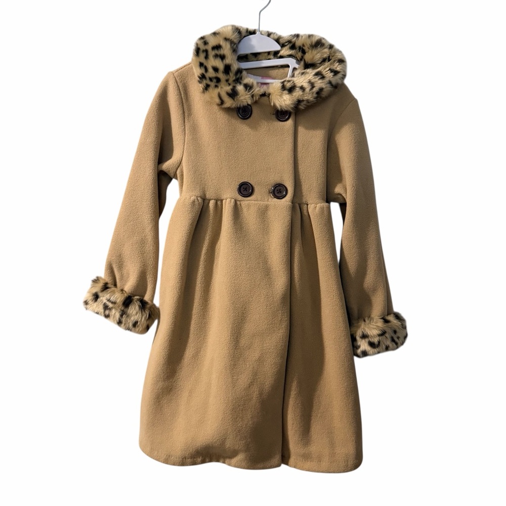 Kohl's Tan Pea Coat with Leopard Accents
